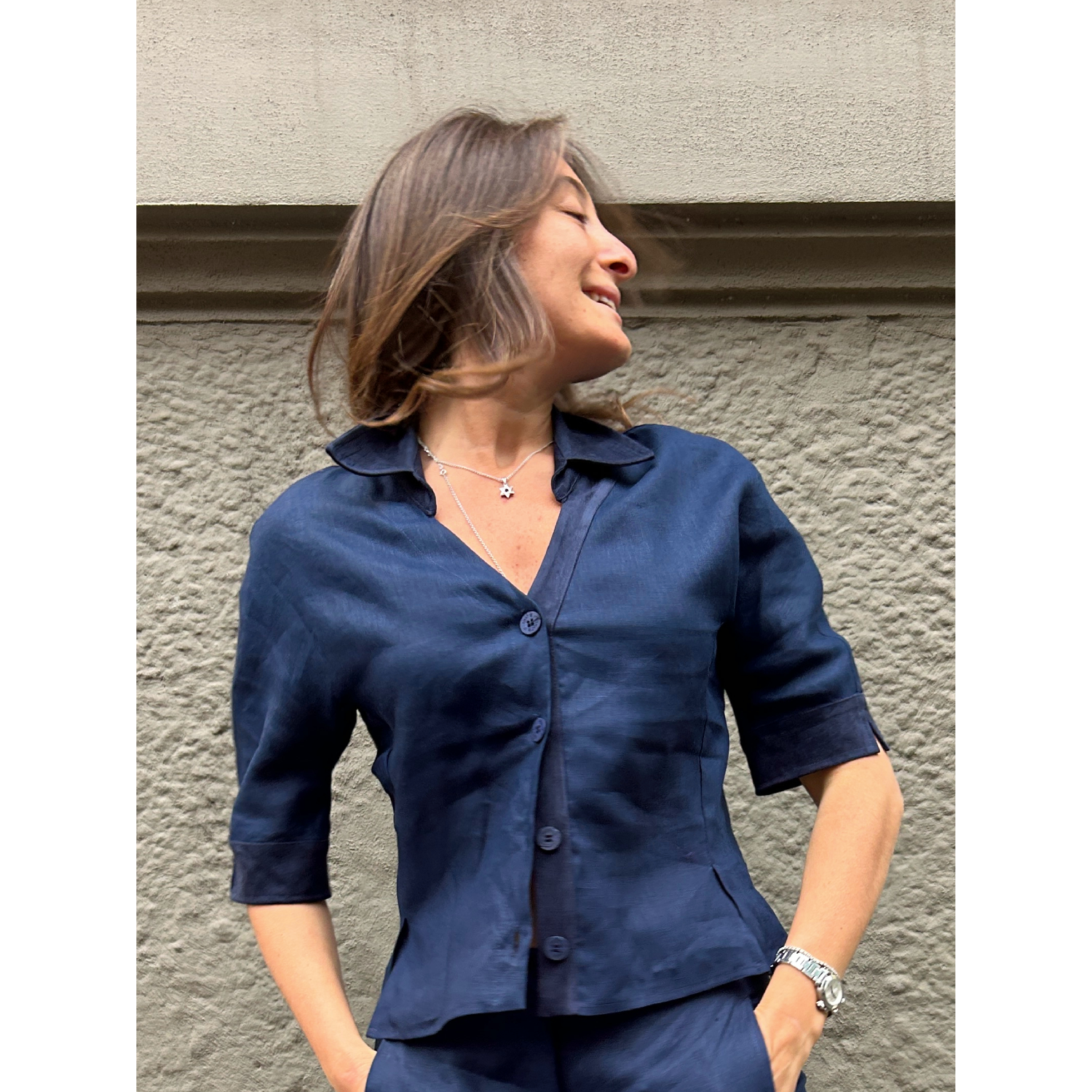 THAT'S IT Camicia Lino blu