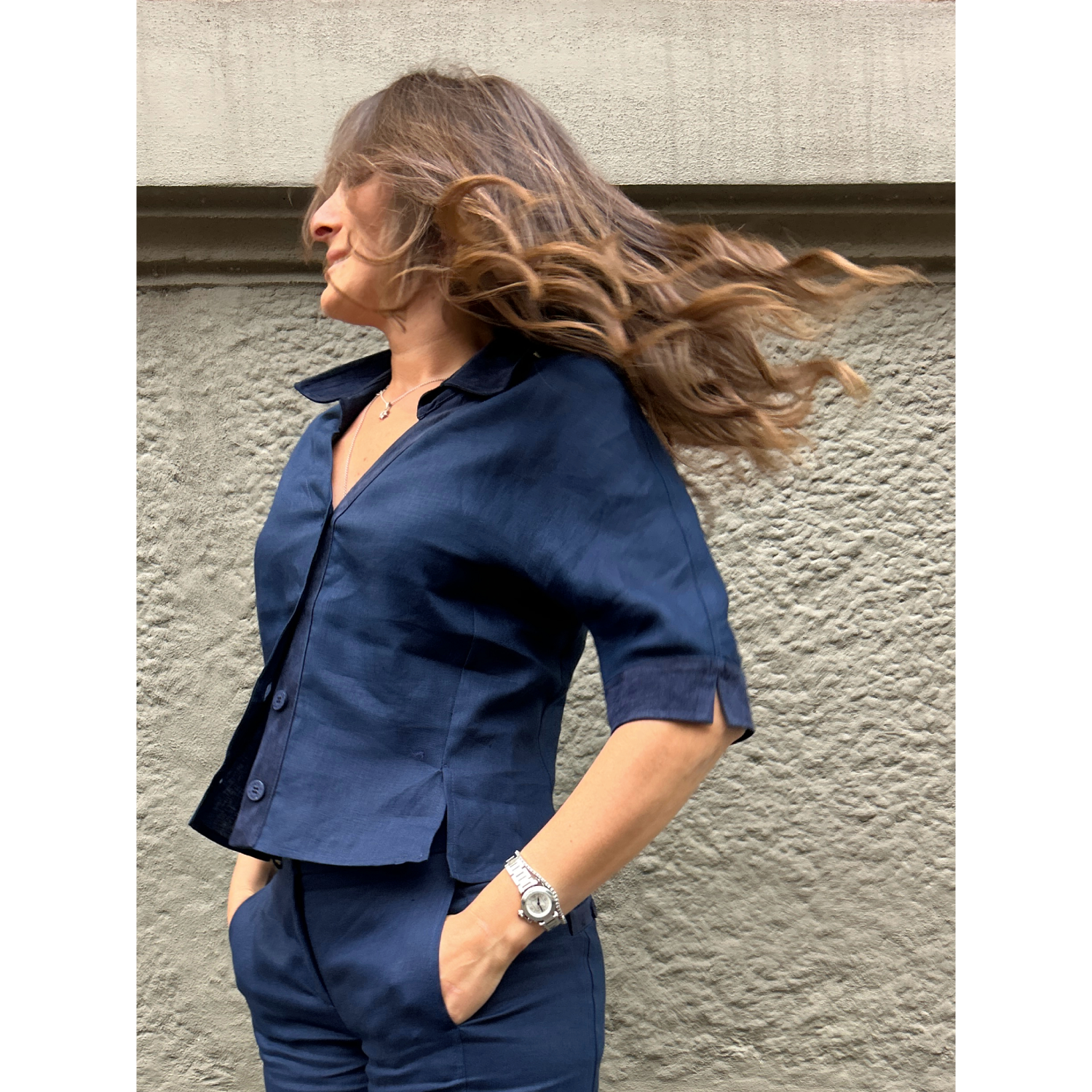 THAT'S IT Camicia Lino blu
