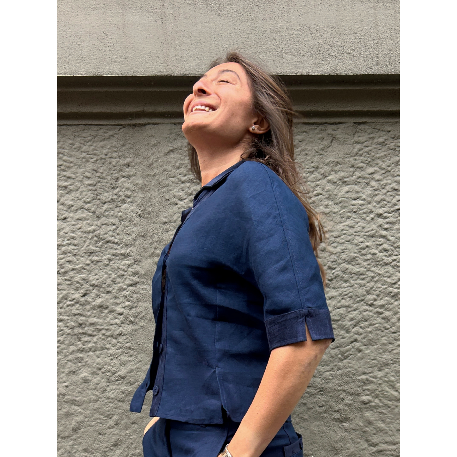 THAT'S IT Camicia Lino blu