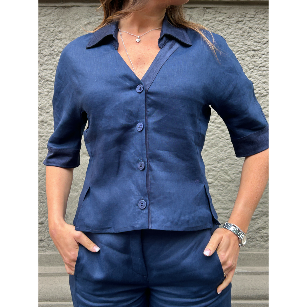 THAT'S IT Camicia Lino blu