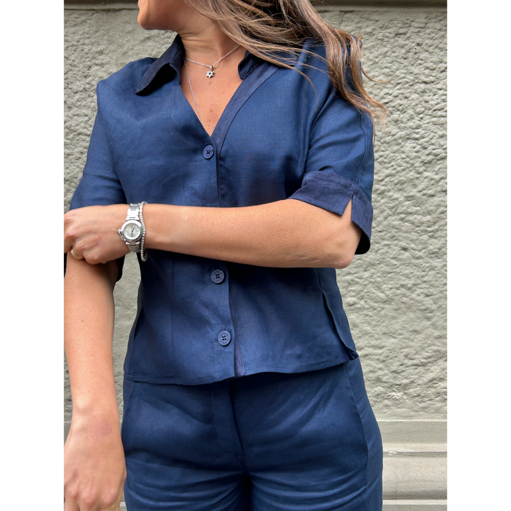 THAT'S IT Camicia Lino blu