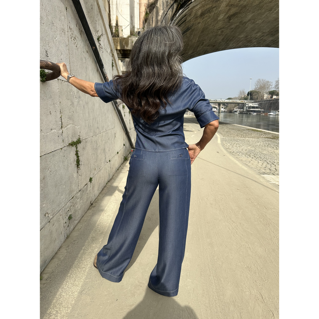 THAT'S IT Wide Chambray indaco
