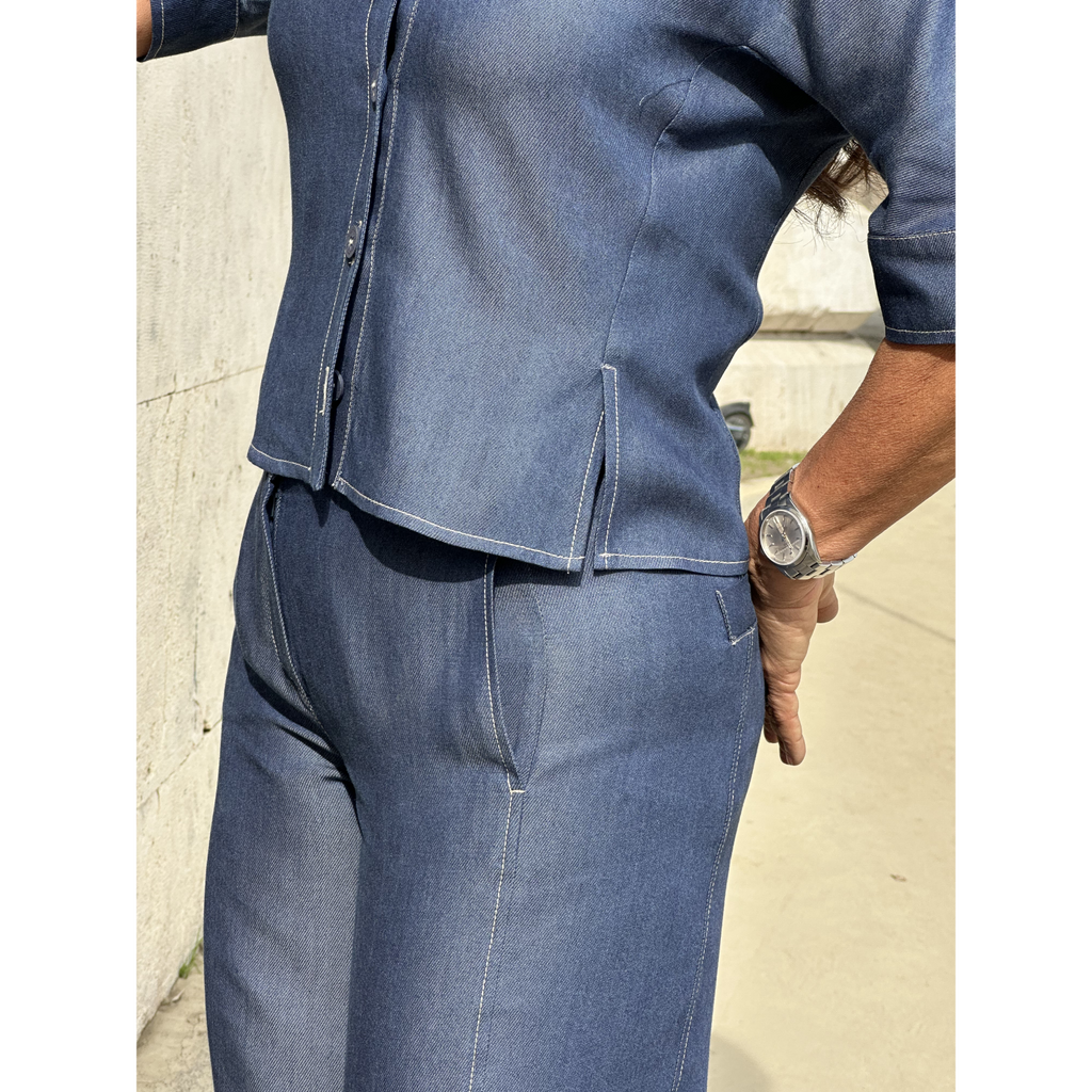 THAT'S IT Wide Chambray indaco