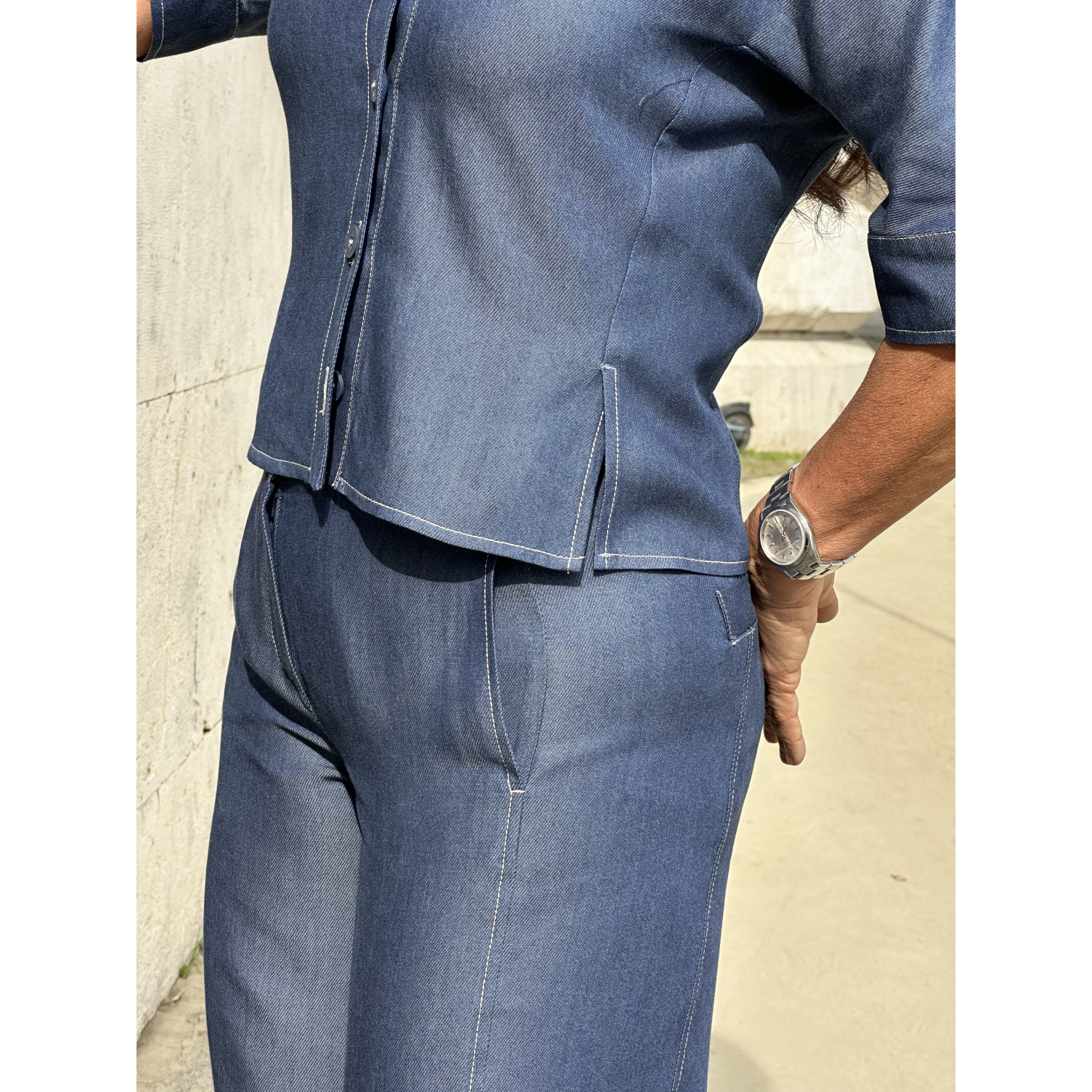 THAT'S IT Wide Chambray indaco