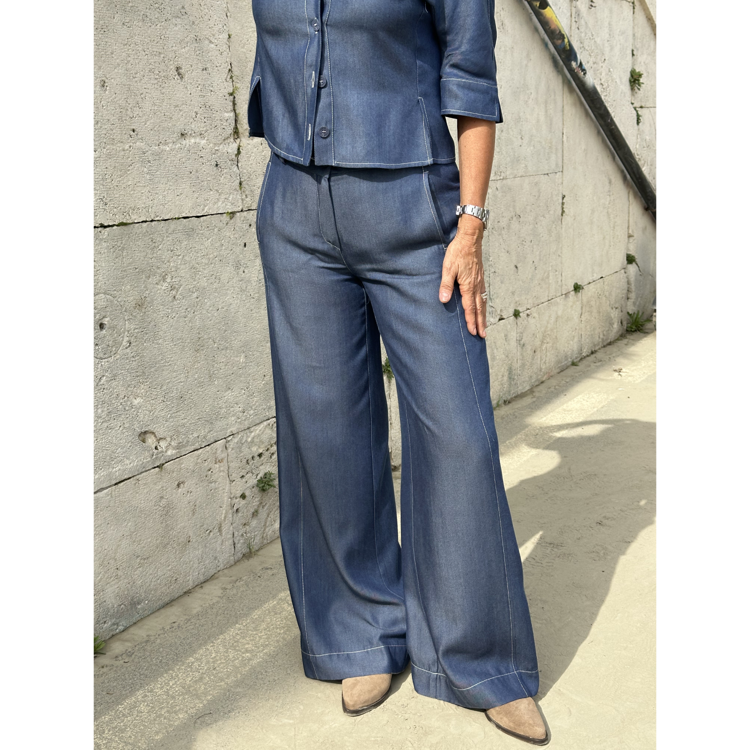 THAT'S IT Wide Chambray indaco
