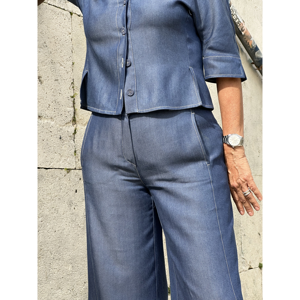 THAT'S IT Wide Chambray indaco