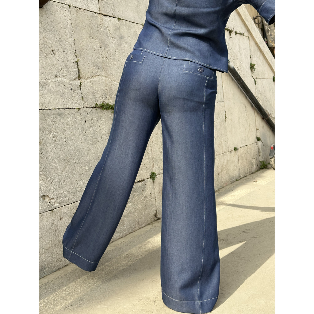 THAT'S IT Wide Chambray indaco