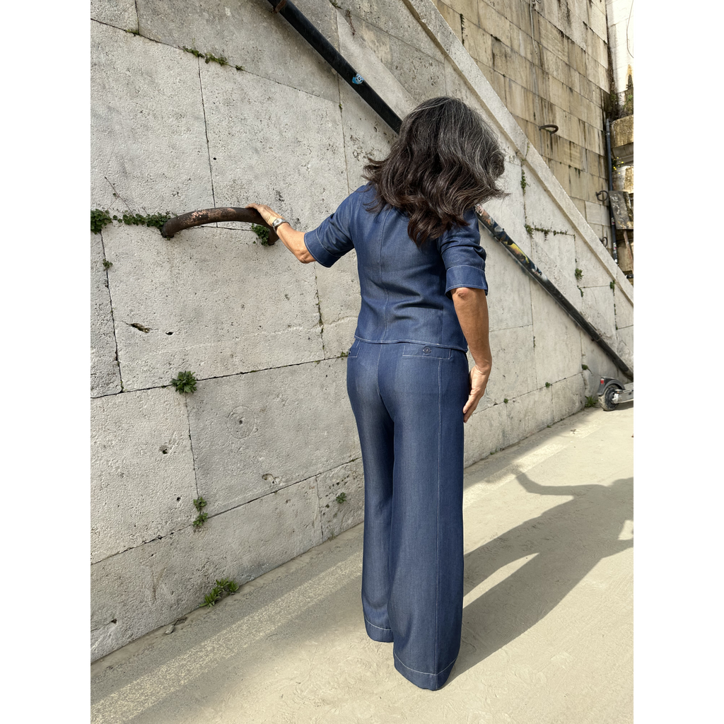 THAT'S IT Wide Chambray indaco