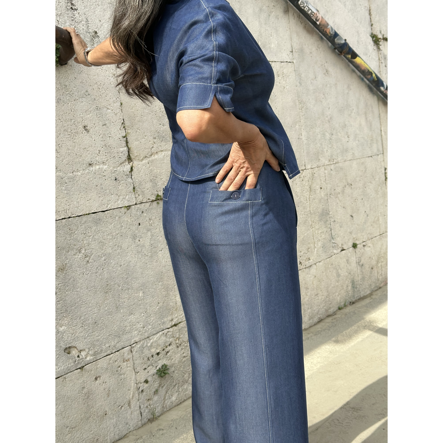 THAT'S IT Wide Chambray indaco