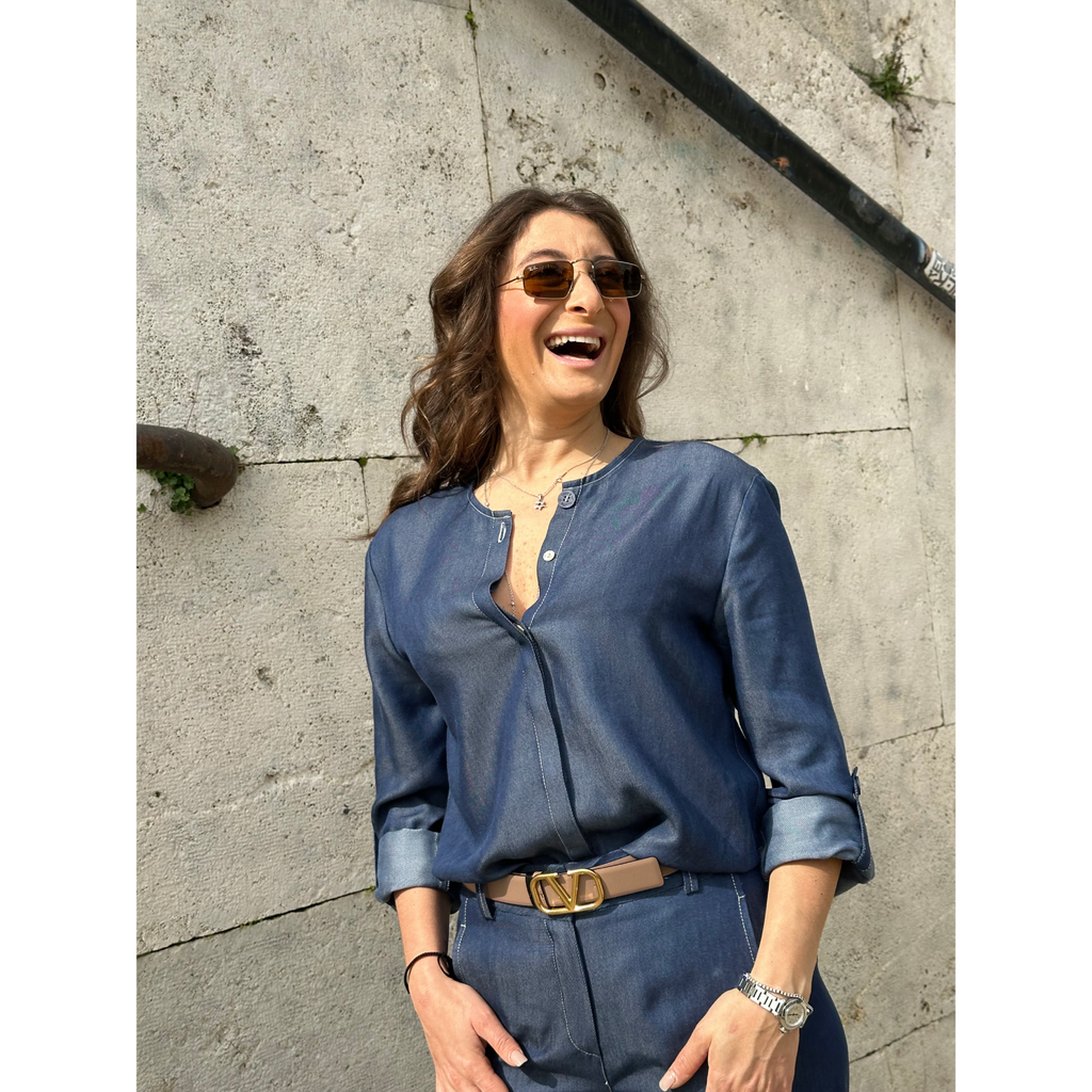 THAT'S IT Blusa Chambray indaco