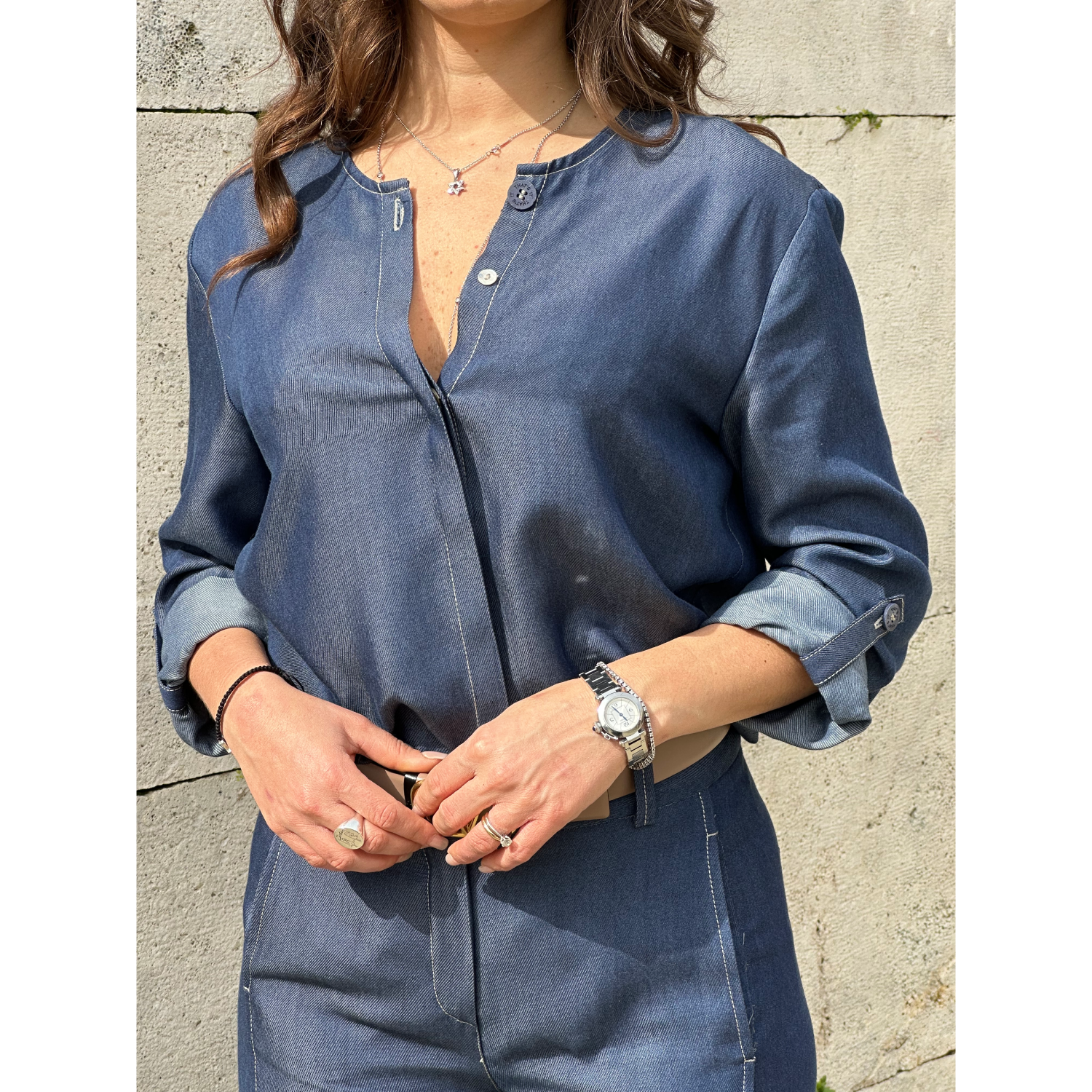 THAT'S IT Blusa Chambray indaco