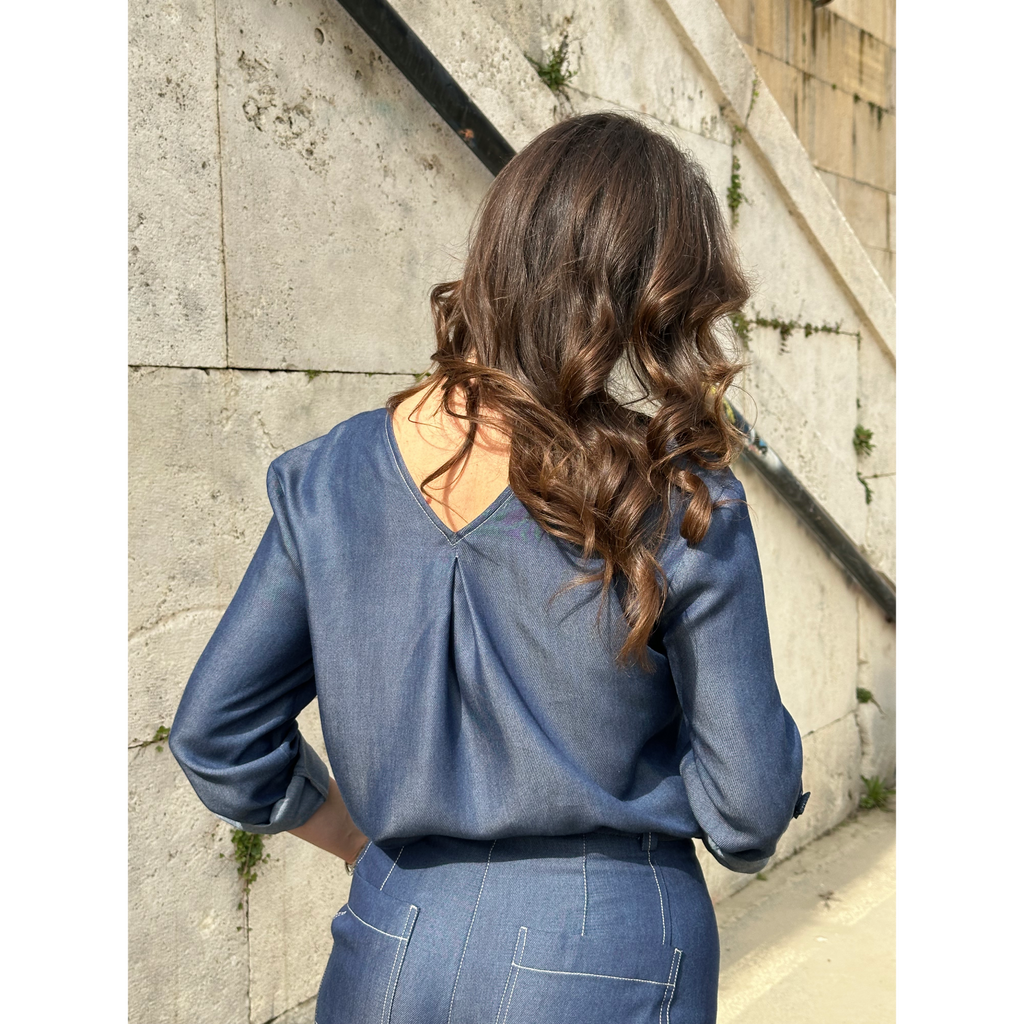 THAT'S IT Blusa Chambray indaco