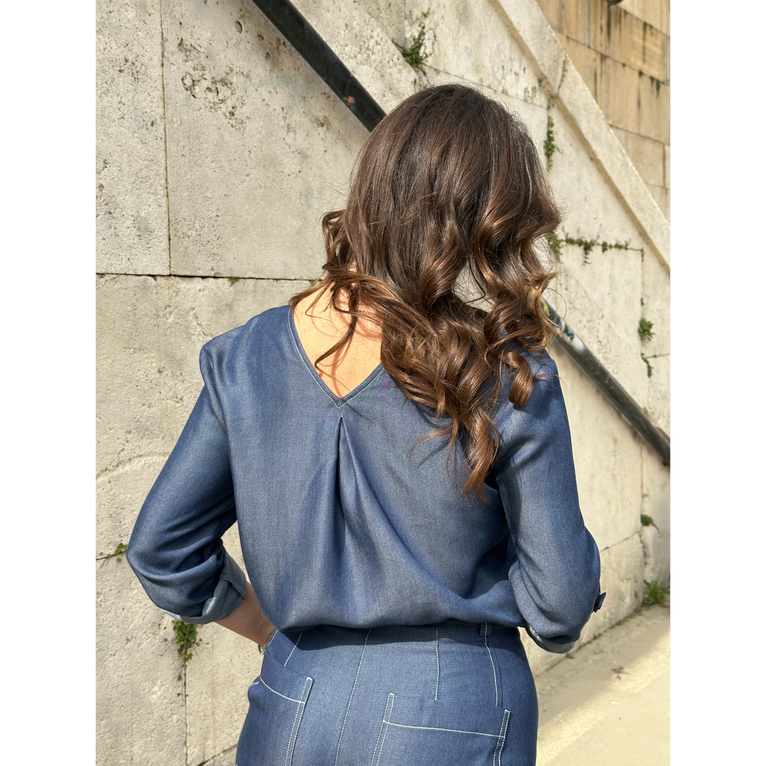 THAT'S IT Blusa Chambray indaco