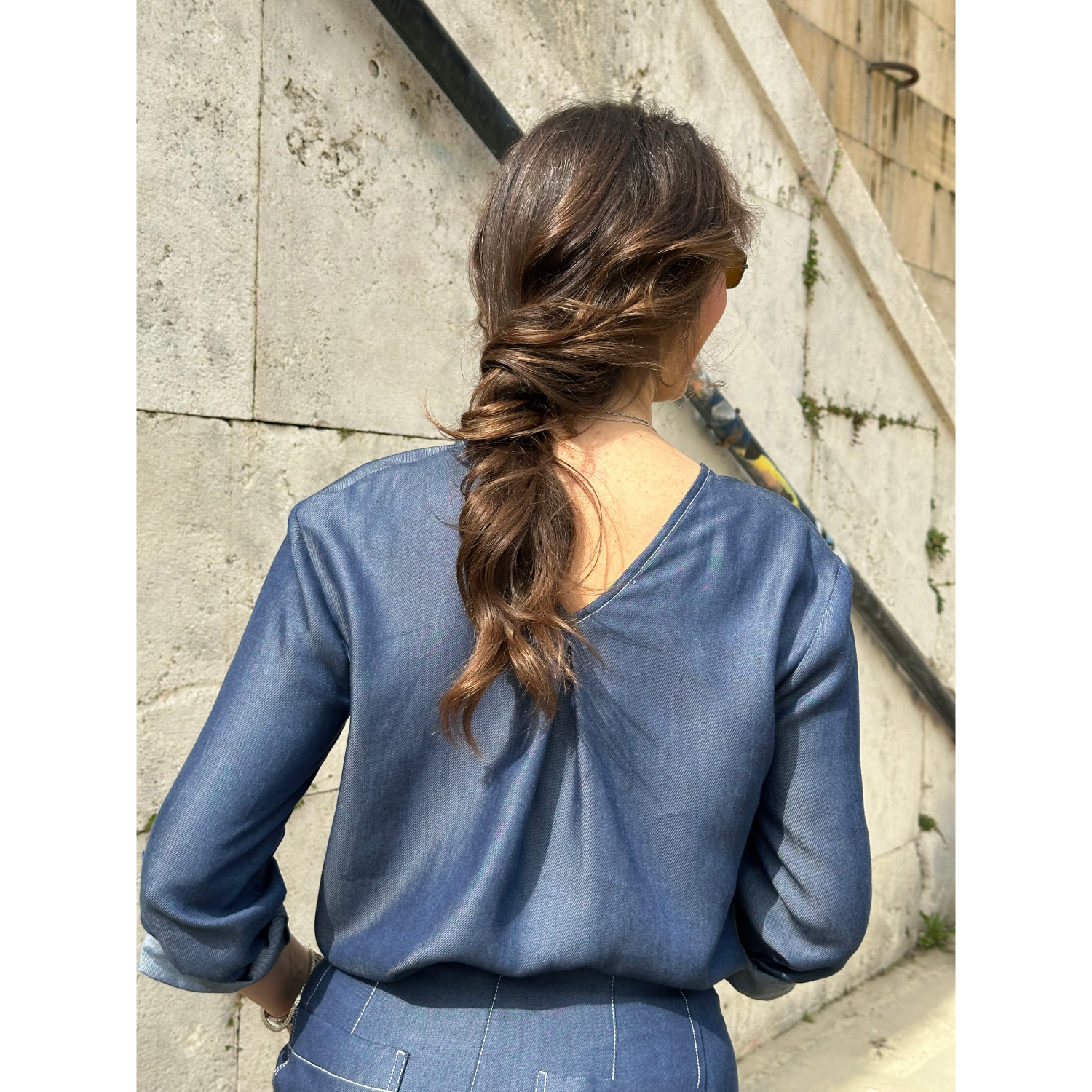 THAT'S IT Blusa Chambray indaco