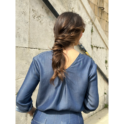 THAT'S IT Blusa Chambray indaco
