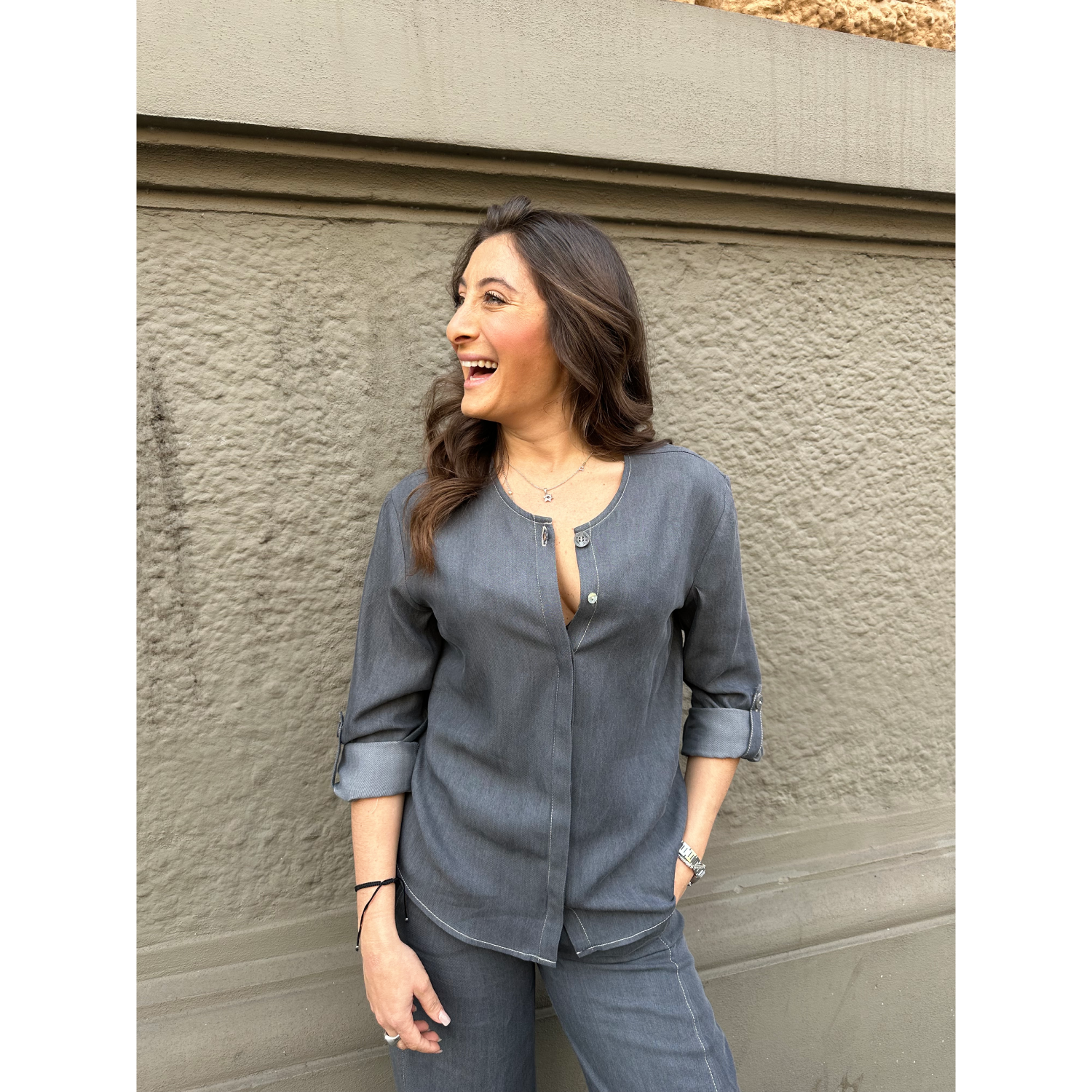 THAT'S IT Blusa Chambray creta