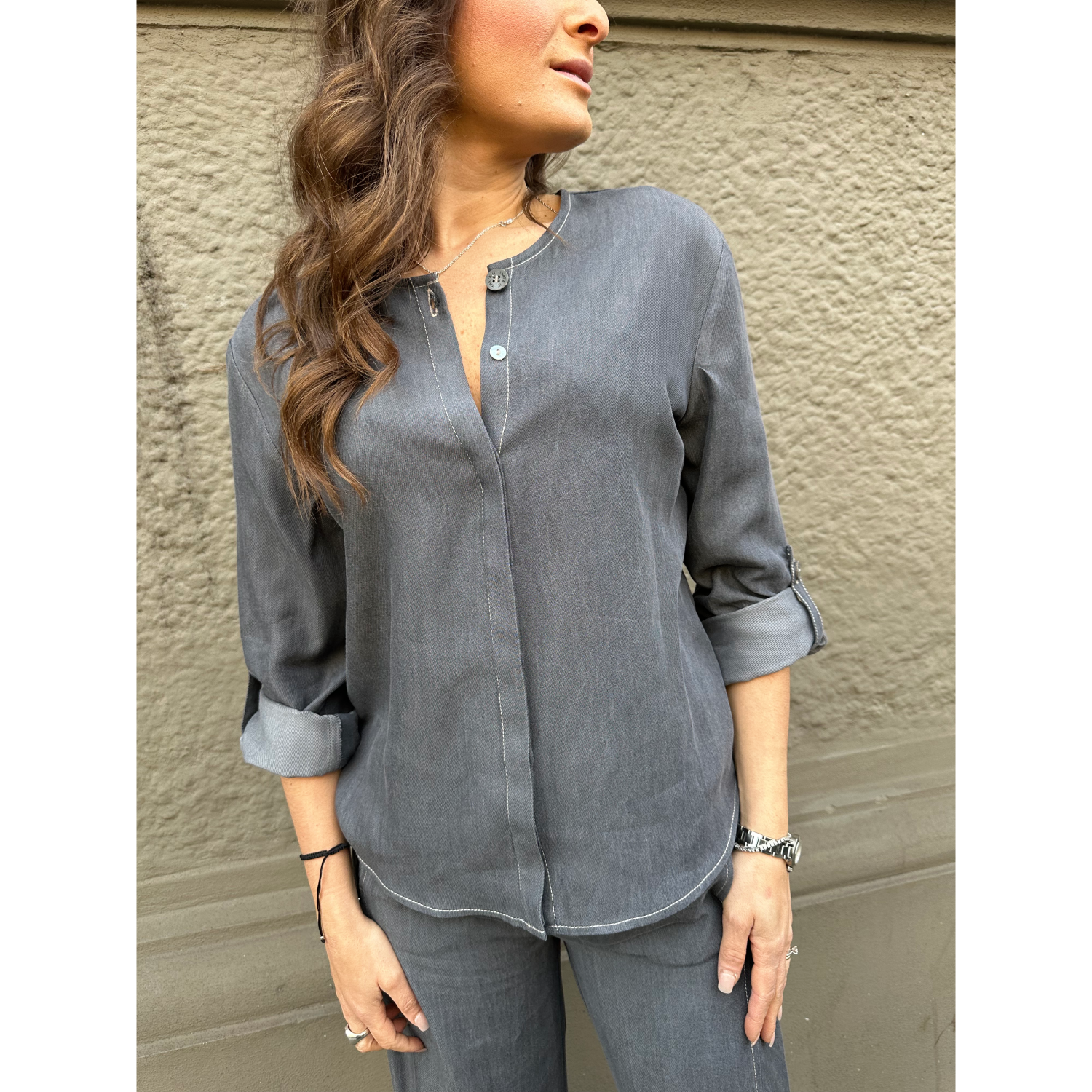 THAT'S IT Blusa Chambray creta