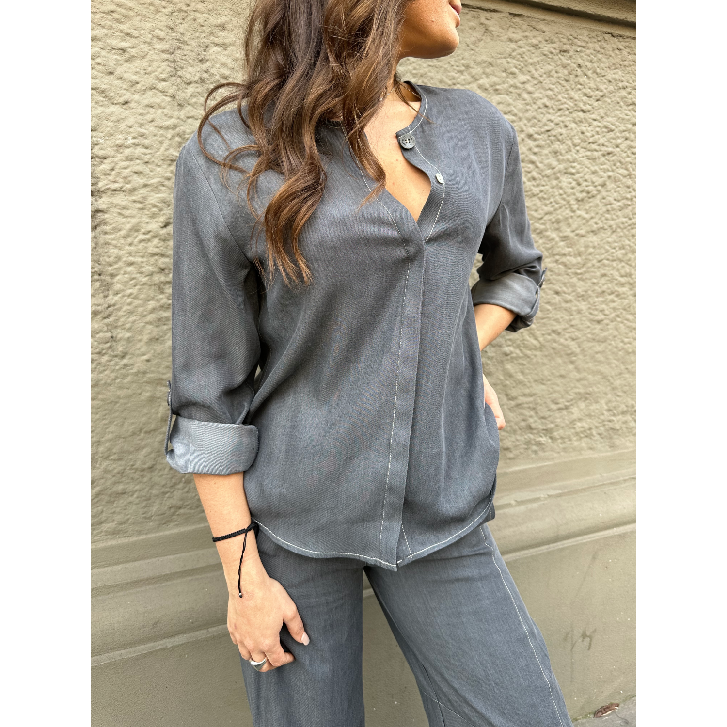 THAT'S IT Blusa Chambray creta