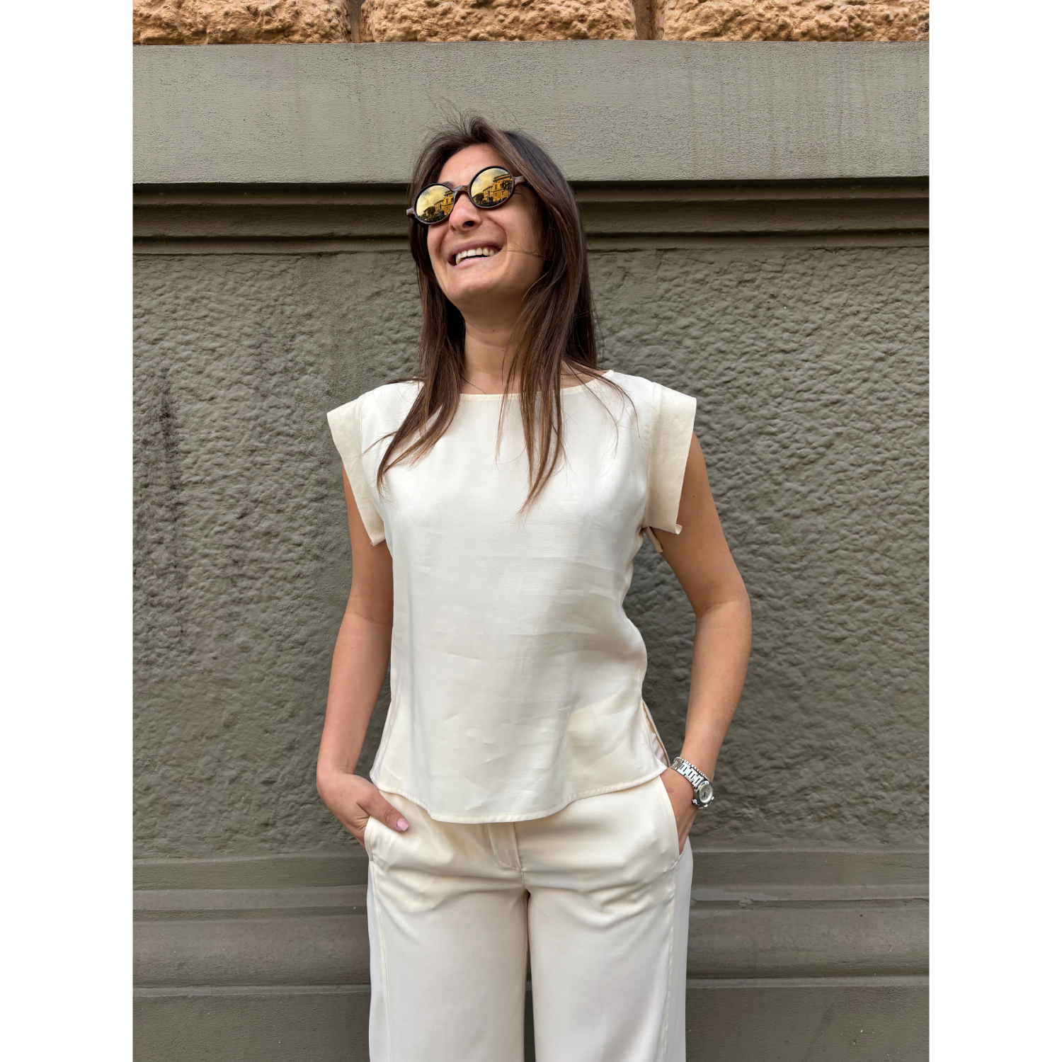 THAT'S IT Blusa Cupro panna